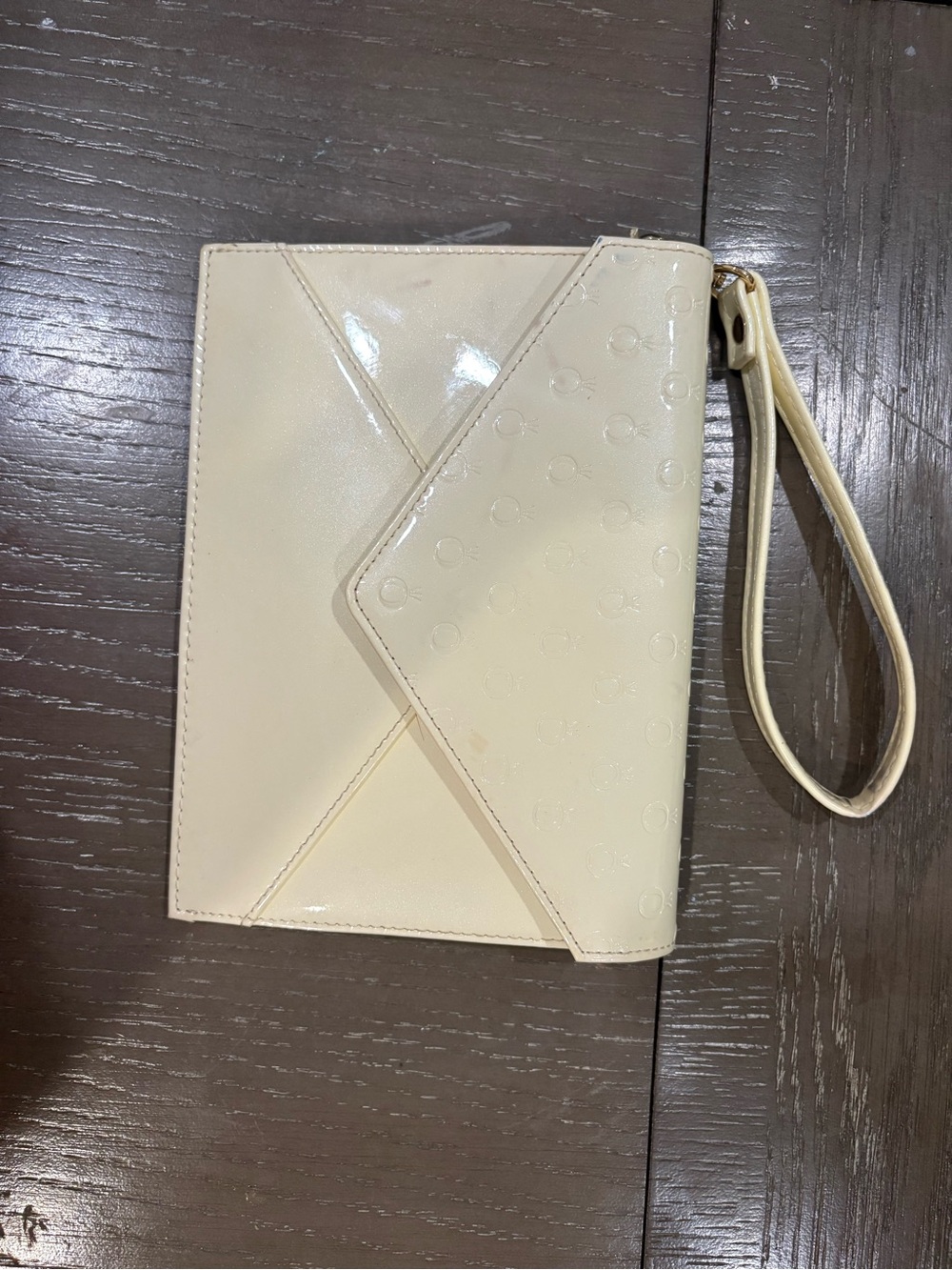 Pandora Cream Patent Envelope Wristlet